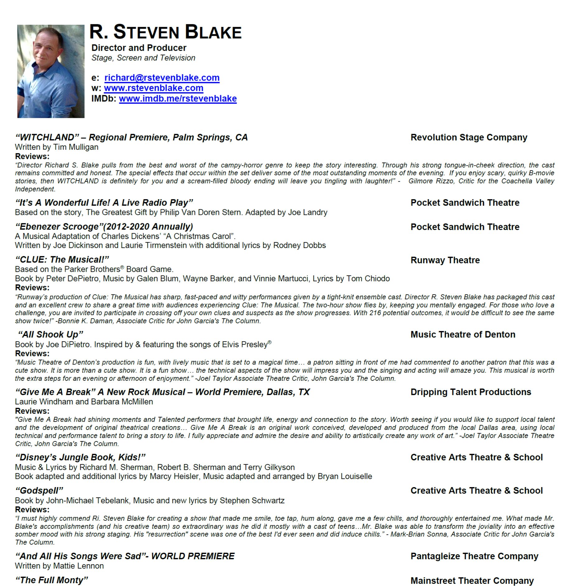Click to download or print my Director’s Resume’